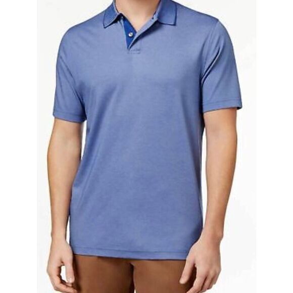 TASSO ELBA Men's Blue Short Sleeve Polo Shirt Size Medium - Picture 1 of 4